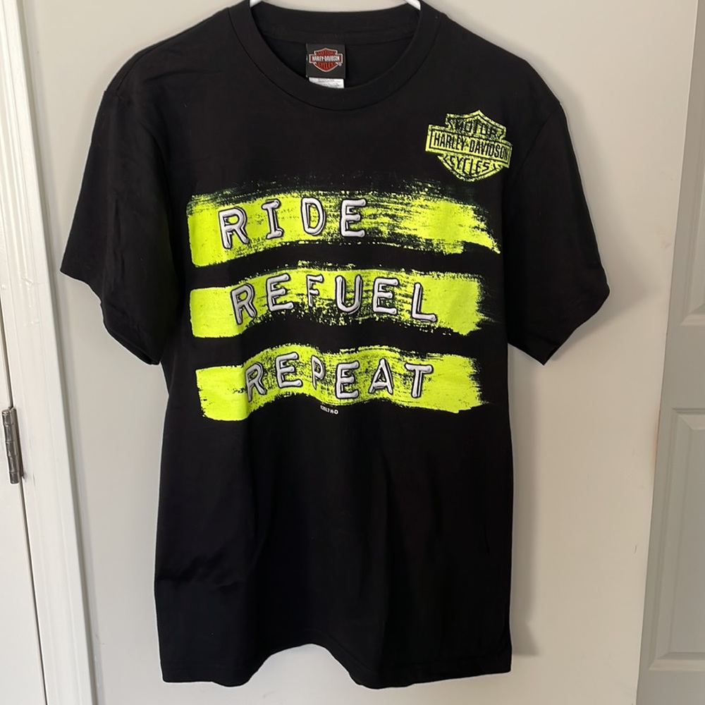 Harley-Davidson Ride Refuel Repeat Black & Bright Florescent Yellow Tee- Men M
